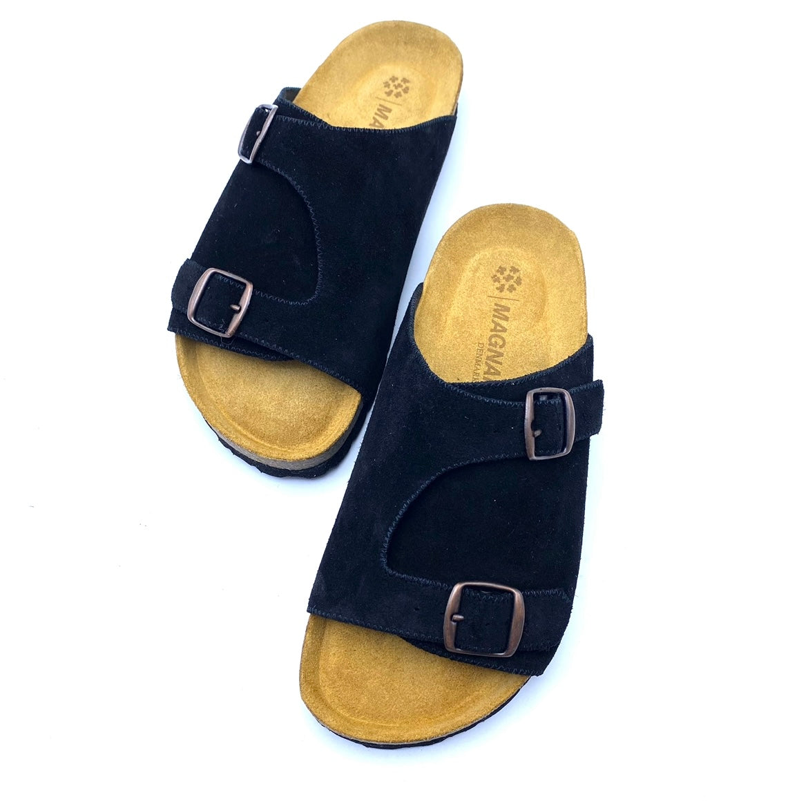 Oda Buckle Sandals | Black Suede