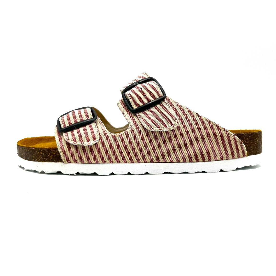 Thora 2-buckle Sandals I Red White Hamptons Stripes