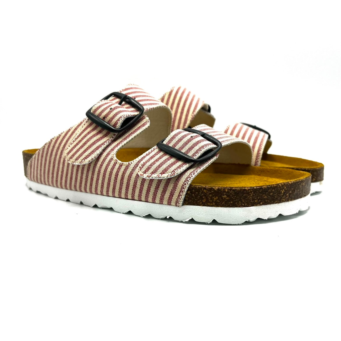 Thora 2-buckle Sandals I Red White Hamptons Stripes