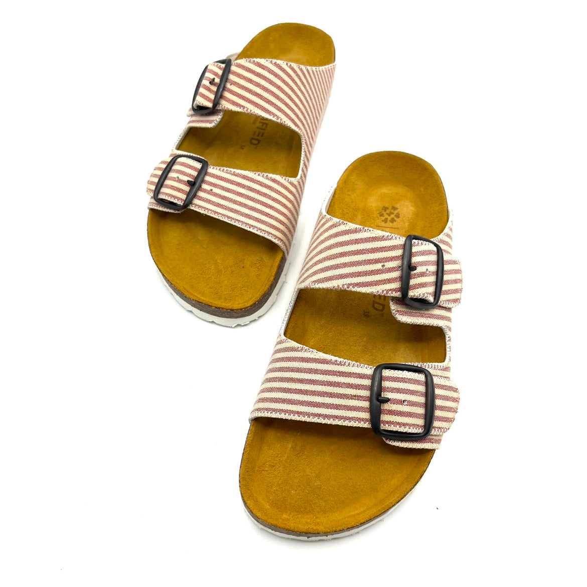 Thora 2-buckle Sandals I Red White Hamptons Stripes