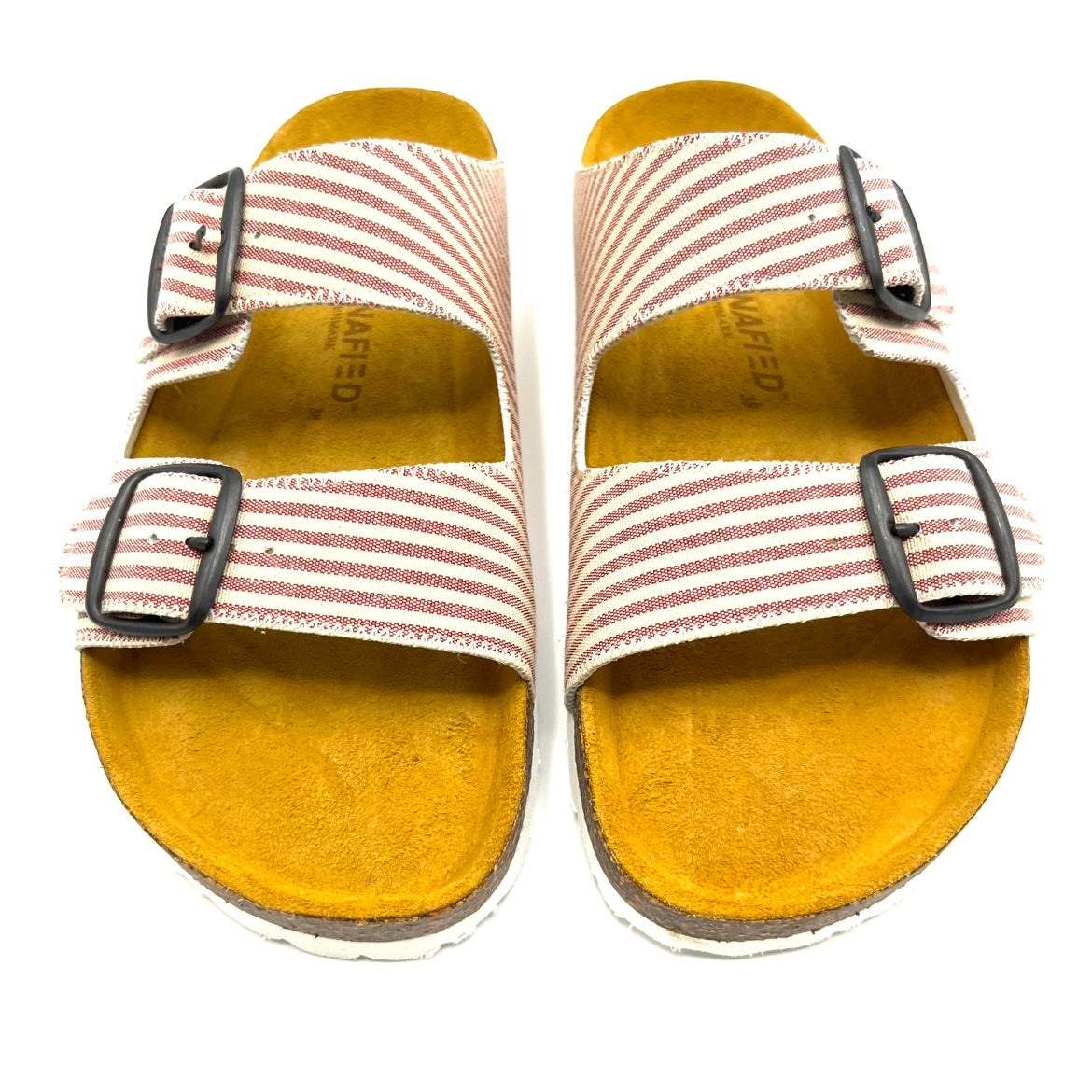 Thora 2-buckle Sandals I Red White Hamptons Stripes