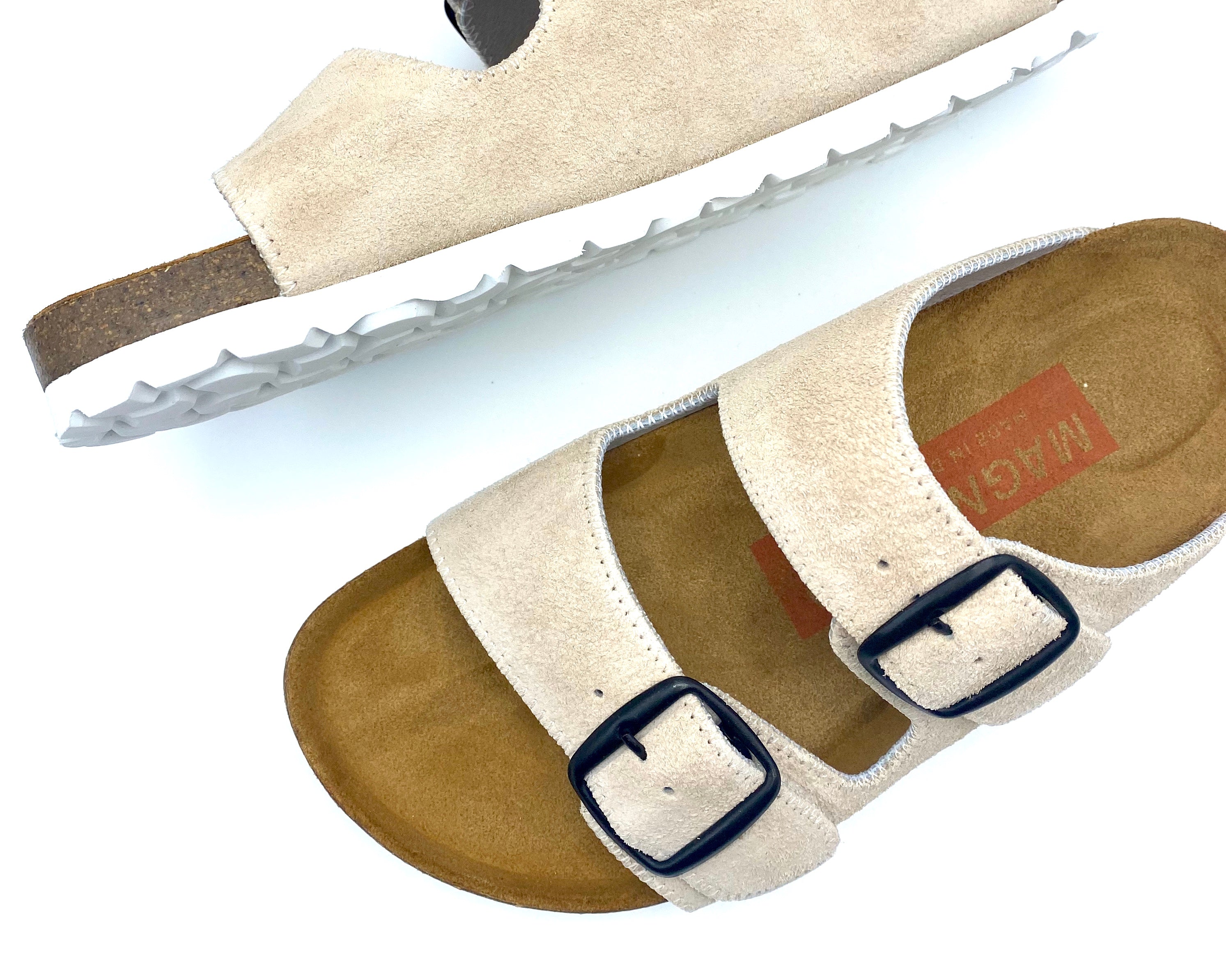 Thora 2-buckle Sandals | Beige Suede